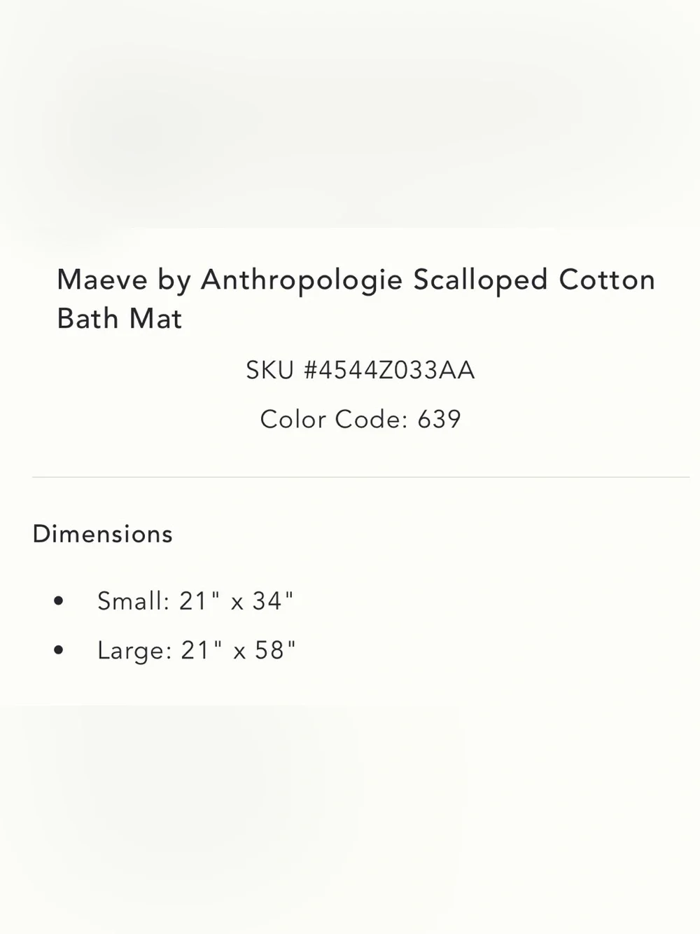 Anthropologie Maeve Scalloped Bath Mat Size Small NWT